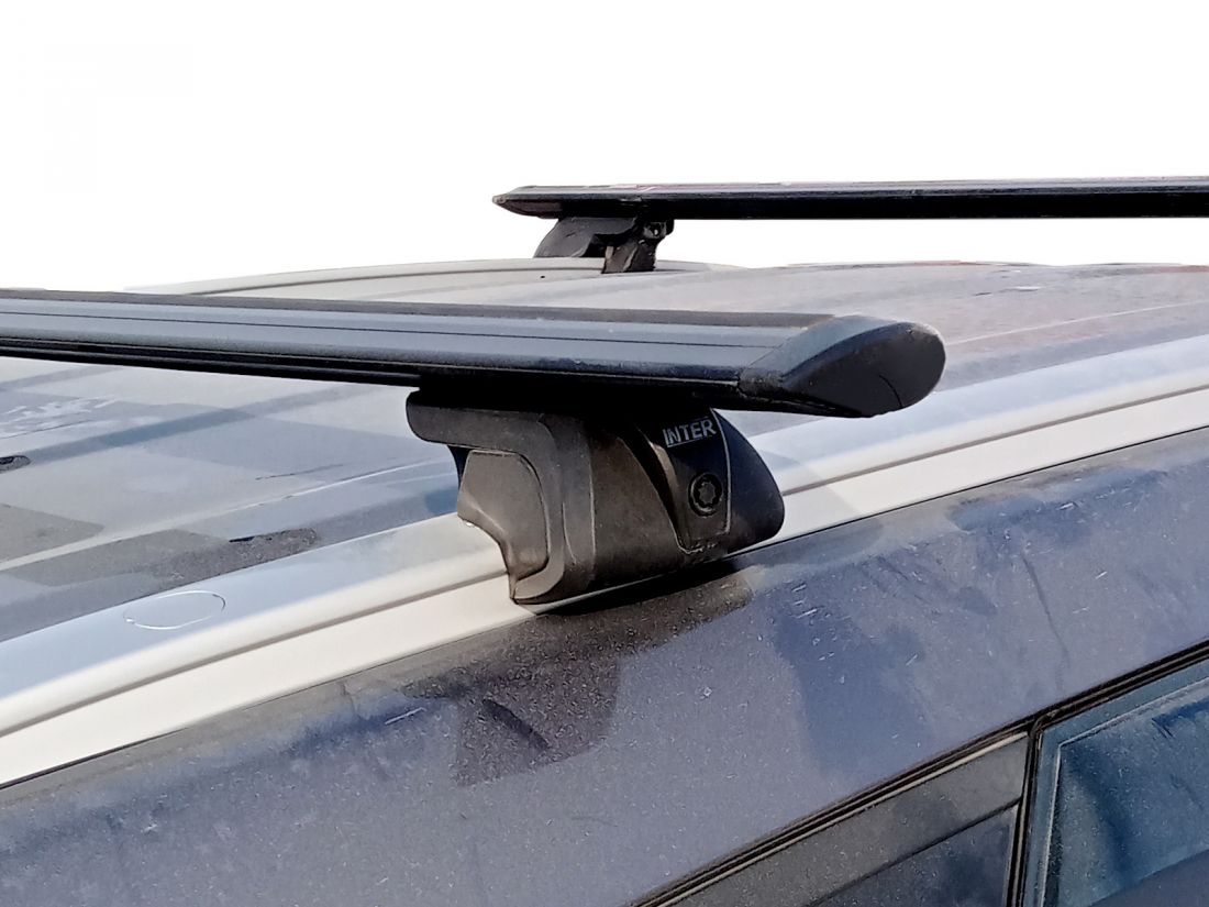 Багажник (поперечины) на интегрированные рейлинги Mitsubishi Outlander 3, Inter Titan i-Pro, черные крыловидные дуги