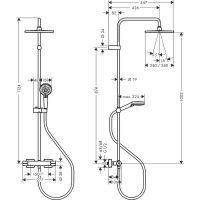 Душевая система Hansgrohe Vernis Shape Showerpipe 240 1jet 26427670 с термостатом схема 2