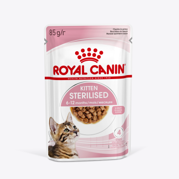 Royal Canin KITTEN STERILISED (КИТТЕН СТЕРИЛАЙЗД)  Корм консервированный полнорационный для кошек - Специально для кастрированных и стерилизованных котят (в возрасте от 6 до 12 месяцев), мелкие кусочки в соусе