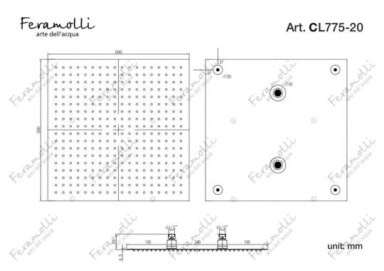 Верхний душ Feramolli CL775-20 (500мм.), хром ФОТО