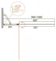 Шторка на ванну CEZARES RELAX-V-11-100/140-C-Bi профиль серый схема 2