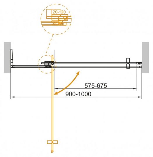 Душевая дверь в нишу CEZARES SLIDER-B-1-90/100-BR схема 11