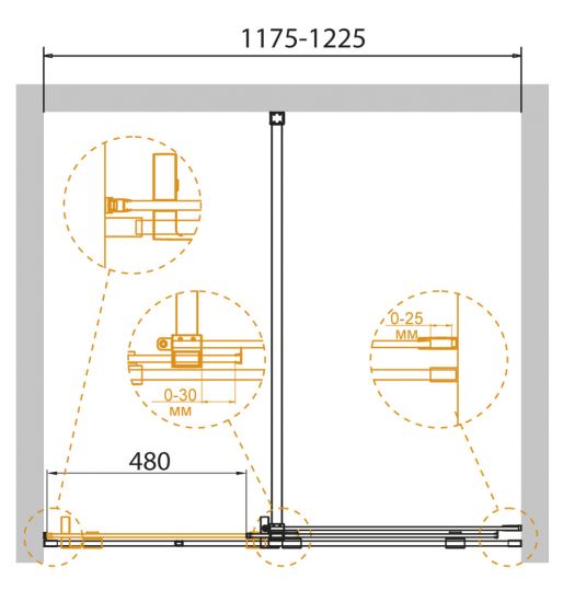 Душевая дверь для проема 120 см CEZARES STREAM-BF-1-120-C-Cr схема 2
