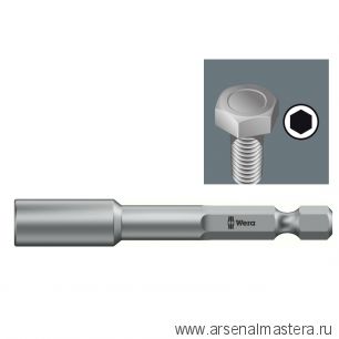 АКЦИЯ СЕНТЯБРЬ 2024! Бита торцевая с внутренним шестигранником 1 / 4 дюйм E6.3, 13 x 50 мм 869/4 WERA WE-060408