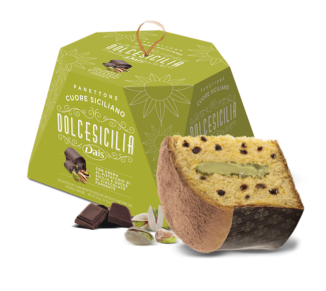 Панеттоне с кремом из сицилийских фисташек  800 г, Panettone Verde Siciliano, Dolce Sicilia, 800 gr