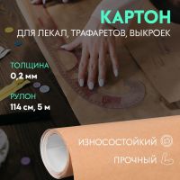 Картон для лекал, 0,2 мм ? 114 см, 5 м, цвет бежевый