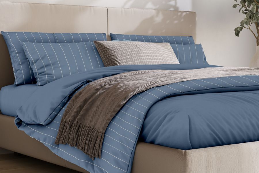 Поплин 2-х спальный [в ассортименте] Комплект постельного белья SONNO Полоска цвет Океанический постельное белье