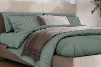 Поплин 1.5 спальный [оливковый] Комплект постельного белья SONNO Полоска цвет Оливковый постельное белье