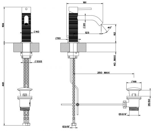 Смеситель для раковины Gessi Trame 54301 ФОТО