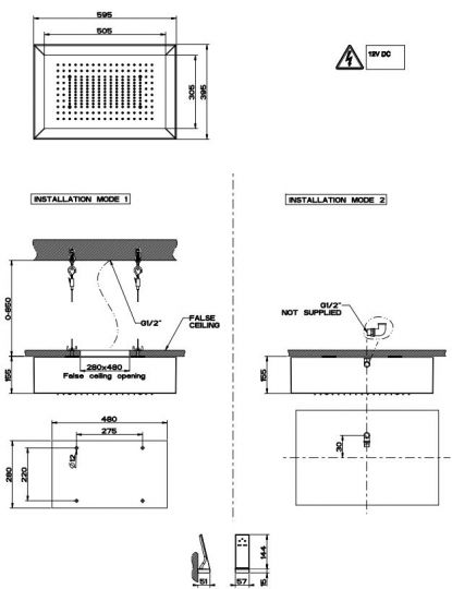 Тропический душ Gessi Afilo 59,2х39,2 см 57403+57006 ФОТО