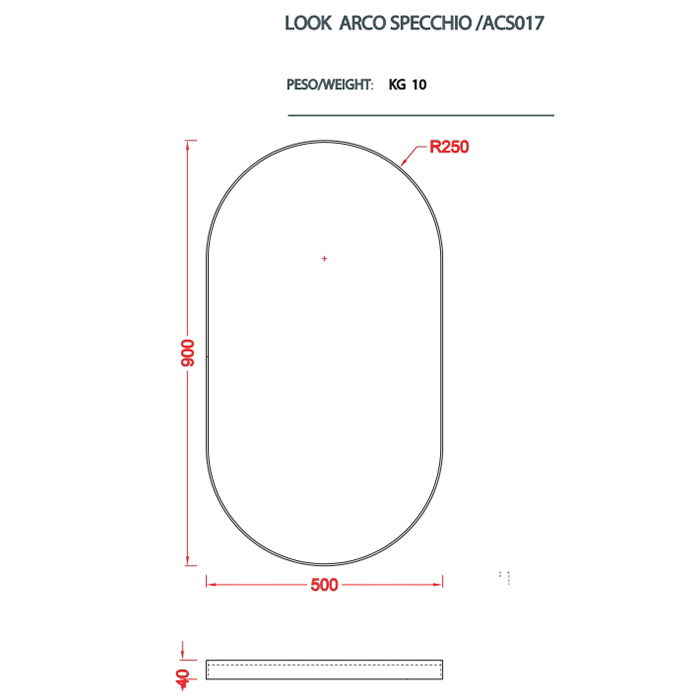 Зеркало в металлической раме Artceram Arco 500х900 мм ACS017 схема 4