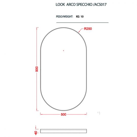 Зеркало в металлической раме Artceram Arco 500х900 мм ACS017 схема 4