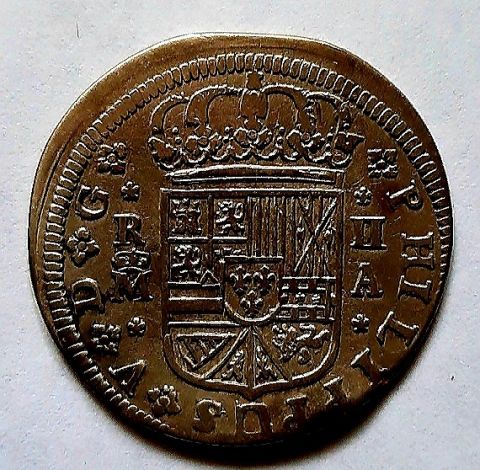 2 реала 1724 Испания AUNC