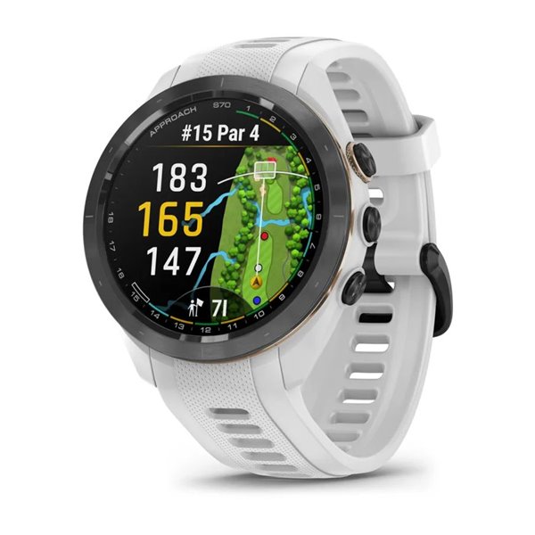 Умные часы Garmin Approach S70 (42 мм) с черным керамическим безелем и белым ремешком