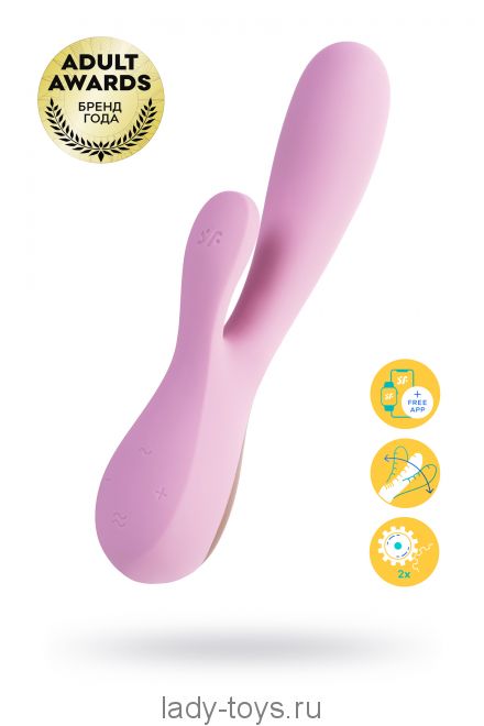 Нереалистичный вибратор Satisfyer Mono Flex Connect App, силикон, розовый, 20,4 см.