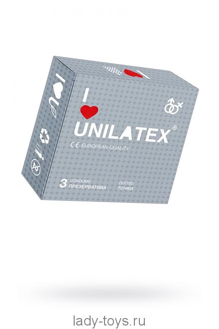 Презервативы Unilatex, dotted, латекс, точечные, 19 см, 5,4 см, 3 шт.