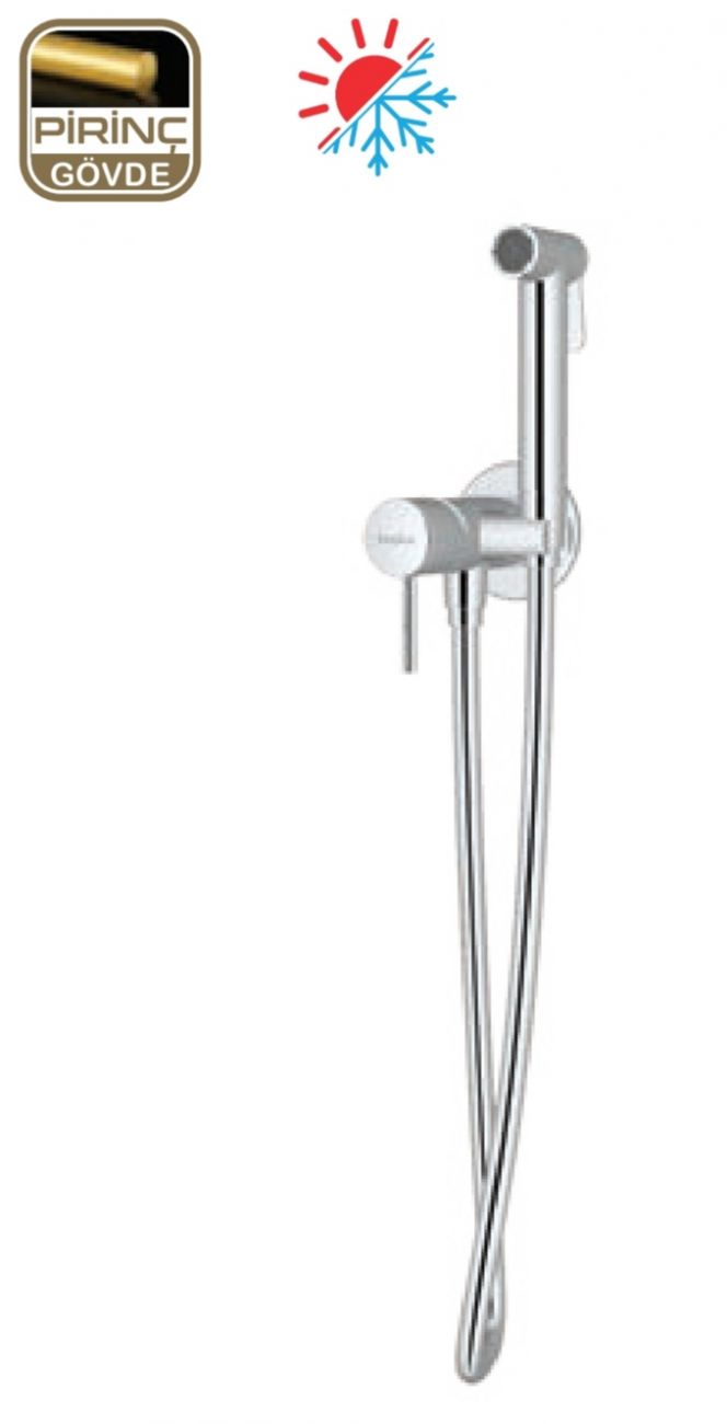 TESKA: Pulito divariçi smesitelli gigiyenik duş sistemi - gizli montaj, xrom rəngli, material - latun, kod: BTK 6800