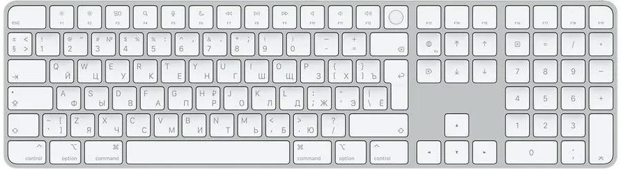 Беспроводная клавиатура Apple Magic Keyboard with Touch ID and Numeric Keypad русская (белый) (MK2C3)