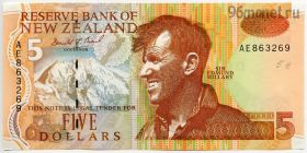 Новая Зеландия 5 долларов 1992