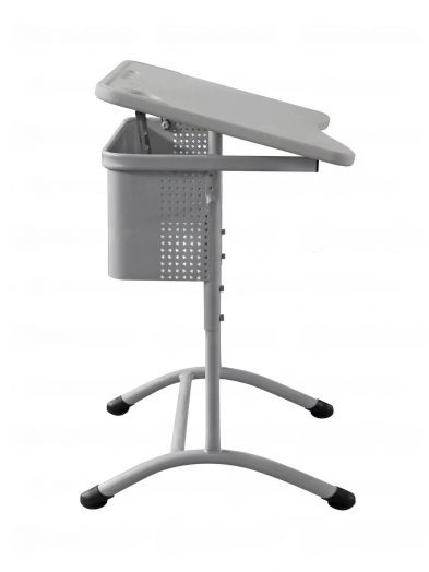 Стол ученический регулируемый одноместный с наклонной столешницей (Антивандальный Серый пластик)