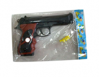 Пистолет (длина 20см) черно-коричневый с пулями в пакете