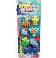 Игра "Рыбалка" (8 предметов) с лягушкой,2 цвета в блистере